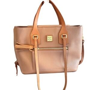 Dooney & Bourke Morgan Saddle Shoulder Bag Tote Coin Wallet Pouch Tan Cognac